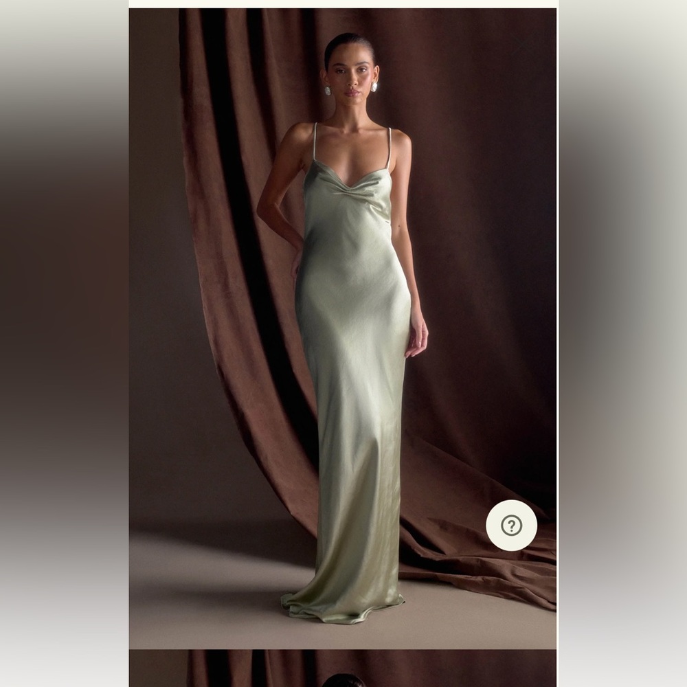 Meshki NWT sweetheart satin maxi dress - small - sage